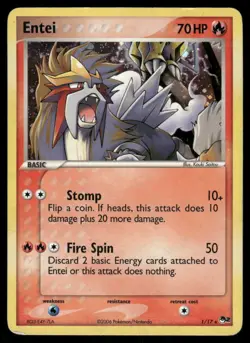 Pokemon Cards Entei 1/17 Holo POP Series 2 Rare DMG *CREASE* - Image 1