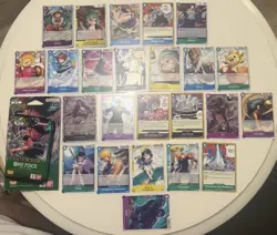 ONE PIECE CARD GAME LOT x24 w/ RARES LEGACY OF THE MASTER & CARRYING ON HIS WILL - Image 1