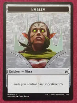 Magic The Gathering WAR OF THE SPARK NISSA WHO SHAKES THE WORLD EMBLEM card MTG - Image 1