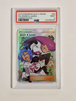 Pokemon Jessie & James Full Art Holo Card 68/68 Hidden Fates PSA 9 - Image 1