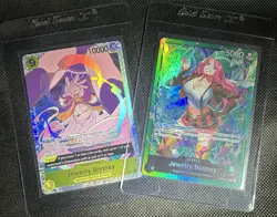Bandai One Piece Card Game 2 Card Lot Jewelry Bonney Holo OP13-108 OP07-019 - Image 1