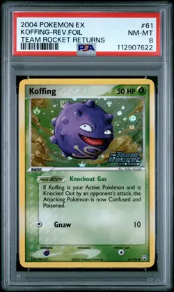 2004 POKEMON EX TEAM ROCKET RETURNS #61 KOFFING-REVERSE FOIL PSA 8 - Image 1