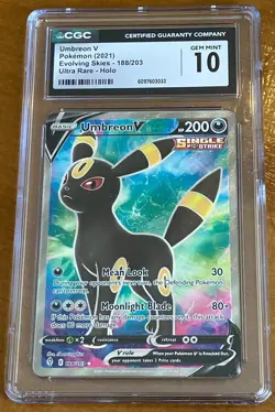 Umbreon V Full Art #188/203 SWSH07 Evolving Skies Holo CGC Gem Mint 10 2021 - Image 1