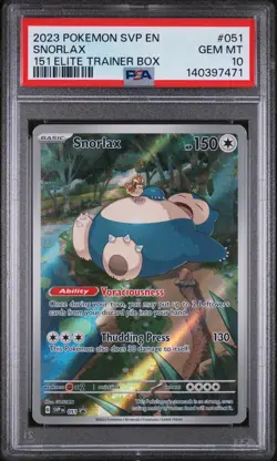 2023 POKEMON SVP EN-SV 151 ETB BLACK STAR PROMO #051 SNORLAX PSA 10 - Image 1
