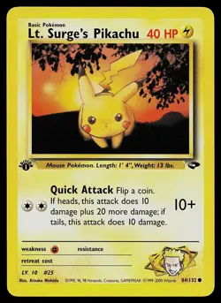 Pokemon Card - Lt. Surge's Pikachu Gym Challenge 84/132 Common 1st Edition - Image 1