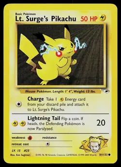Pokemon Card - Lt. Surge's Pikachu Gym Heroes 81/132 Common - Image 1