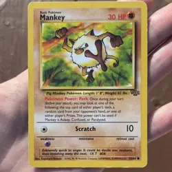 Pokemon TCG Mankey 55/64 – Jungle Set 1999 – Vintage Unlimited – English LP 🐵 - Image 1