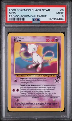 2000 POKEMON BLACK STAR PROMO POKEMON LEAGUE #8 MEW PSA 9 - Image 1