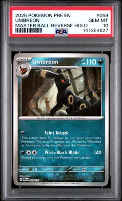 PSA 10! 2025 POKEMON PRE EN-PRISMATIC EVOLUTIONS UMBREON 059 | MASTER BALL - Image 1