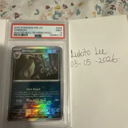 2025 Pokemon Prismatic Umbreon Reverse Holo Master Ball Poke #059/131 PSA 9 - Image 1
