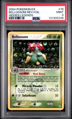 2004 POKEMON EX HIDDEN LEGENDS #16 BELLOSSOM-REVERSE FOIL PSA 9 - Image 1