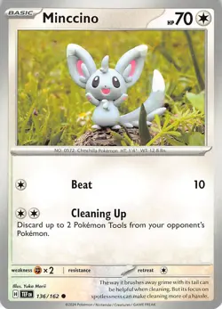 Minccino 136/162 Common Temporal Forces Pokemon Near Mint Yuka Morii - Image 1