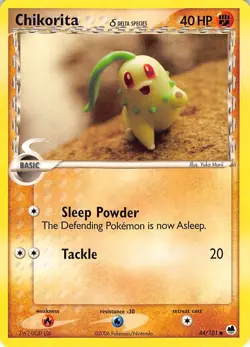 Chikorita 44/101 Common Dragon Frontiers Pokemon Lightly Played Yuka Morii - Image 1