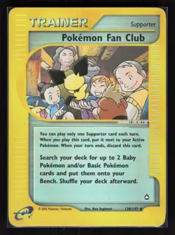 Pokemon Fan Club Reverse Holo Uncommon Pokemon Aquapolis 130/147 MP - Image 1