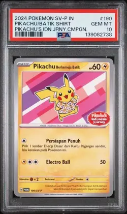 Pokemon Pikachu 190/SV-P Berkemeja Batik Shirt Promo Indonesian PSA 10 - Image 1