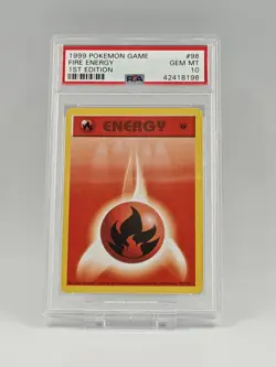 1999 POKEMON GAME BASE SET #98 FIRE ENERGY PSA 10 - Image 1