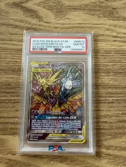 2019 POKEMON SM BLACK STAR PROMO GERMAN LAVADOS & ZAPDOS & ARKTOS GX PSA 10 - Image 1