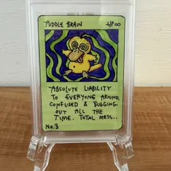 1/1 Original Hand Drawn Puddle Brain Card Slabbed Signed Series 1 No.3 Brokemon - Image 3