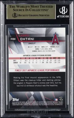2018 FINEST #100 SHOHEI OHTANI BGS 10 - Image 2
