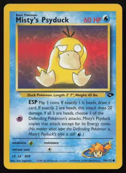 Misty's Psyduck 90/132 Unlimited Common Gym Challenge Pokemon LP - Image 1