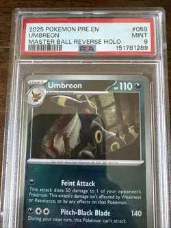 Pokemon Umbreon Master Ball Pattern 059/131 Sv: Prismatic Evolutions Holo PSA 9 - Image 4
