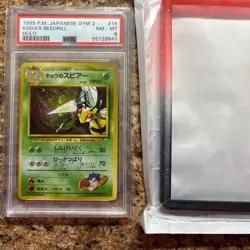 1999 Koga’s Beedrill Pokemon Japan Gym 2 Holo #15 With New Sealed Bumper PSA 8 - Image 1
