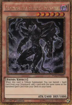 Yugioh Angmarl the Fiendish Monarch PGL3-EN001 Gold Secret Rare 1st Edition NM - Image 1