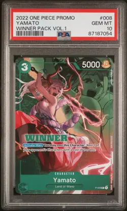 2022 ONE PIECE PROMOS WINNER PACK VOL.1 #008 YAMATO PSA 10 - Image 1