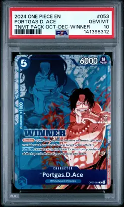 2024 ONE PIECE TOURNAMENT PACK OCT-DEC 053 PORTGAS D. ACE WINNER PSA 10 GEM MINT - Image 1