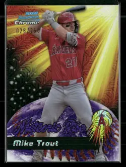 2025 Bowman Chrome Mega Box Mike Trout Meteoric Rise Purple Mojo /250 MR-2 Angel - Image 1