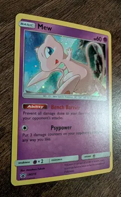 Mew SM215 Holo Black Star Promo Card Sun Moon Pokemon TCG Near Mint Condition - Image 2