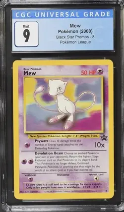 Mew #8 CGC 9 Non-Holo Black Star Promo Pokemon League Pokemon Card - Image 1