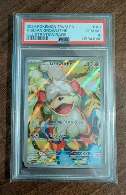 Hisuian Growlithe 181/167 Twilight Masquerade Illustration Rare Pokemon PSA 10 - Image 1
