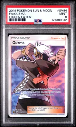 2019 POKEMON SUN & MOON HIDDEN FATES #SV84 FULL ART/GUZMA PSA 9 - Image 1