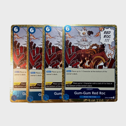 One Piece Kingdoms of Intrigue 4 x OP04-56 Gum-Gum Red Roc Playset (R/NM/EN) - Image 1