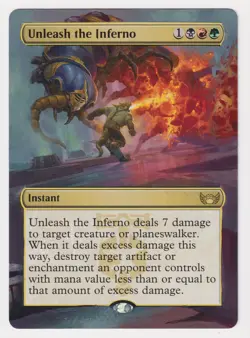 Altered Unleash the Inferno LP MTG Magic Hand Painted Unique Extended Art Rare! - Image 1