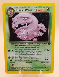 Dark Weezing Holo Rare Team Rocket 14/82 Pokemon Card - WOTC 1999 SWIRL - Image 1