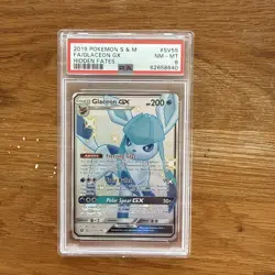2019 POKEMON SUN & MOON HIDDEN FATES #SV55 FULL ART/GLACEON GX PSA 8 - Image 1