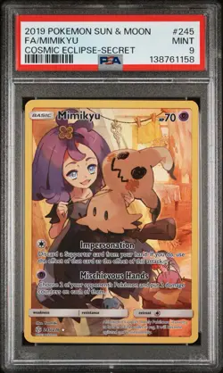 Pokemon Sun & Moon Mimikyu Cosmic Eclipse Secret Rare 245/236 PSA 9 - Image 1