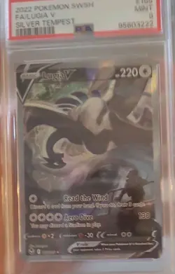 2022 Pokemon Lugia v Silver Tempest 186/195 Alt Art Ultra Rare PSA 9 Mint - Image 1