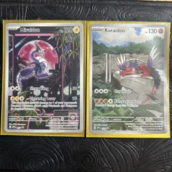 Koraidon 013 Miraidon 014 SET SVP Promo Pokemon Cards (printer Hickey misprintU) - Image 1