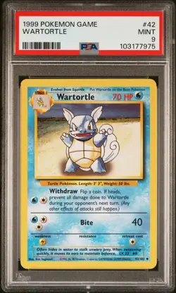 1999 POKEMON GAME BASE SET #42 WARTORTLE PSA 9 - Image 1