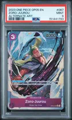 2023 One Piece OP05 Alternate Art #067 Zoro-Juurou PSA 9 - Image 1
