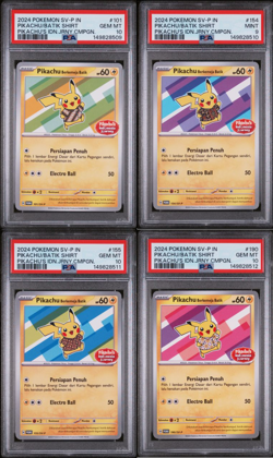 2024 Pikachu Batik Shirt Indonesia 4 Card Set PSA 10 & PSA 9 Seq Set Pokemon - Image 1