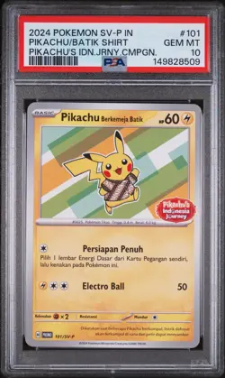 2024 Pikachu Batik Shirt Indonesia 4 Card Set PSA 10 & PSA 9 Seq Set Pokemon - Image 2