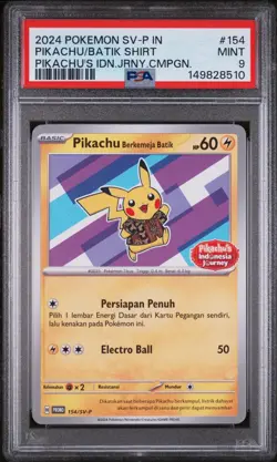 2024 Pikachu Batik Shirt Indonesia 4 Card Set PSA 10 & PSA 9 Seq Set Pokemon - Image 4