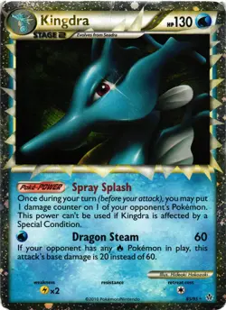 Pokemon TCG Kingdra Prime Holo HSUnleashed Card 85/95 DMG - Image 1