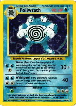 Pokemon TCG Poliwrath Base Set 13/102 Unlimited Holo Rare HP/DMG - Image 1