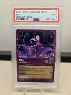 2025 DISNEY LORCANA EN P3-PROMO ELSA GIFT BOX #6 ELSA - THE FIFTH SPIRIT PSA 9 - Image 1