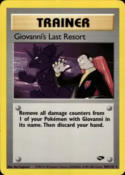 Pokemon TCG Card WOTC Vintage Wizards Giovanni's Last Resort 105/132 Gym Challe - Image 1